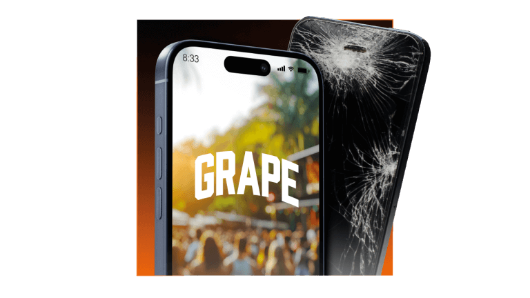 logo festivalu Grape na mobilnom displeji