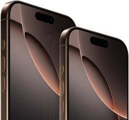 6,9-palcový iPhone 16 Pro Max a 6,3-palcový iPhone 16 Pro, pohľad spredu, akčné tlačidlo, tlačidlá na ovládanie hlasitosti, Dynamic Island hore v strede