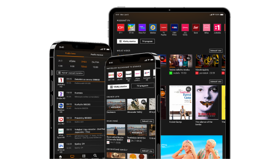 ilustrácia aplikácie Orange TV na mobile a tablete