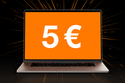 ilustrácia laptopu s textom 5 €