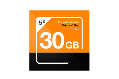predplatená karta Prima Voľba 5G, 30 GB dát za 5 €