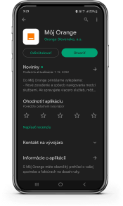 display telefónu s aplikáciou Môj Orange