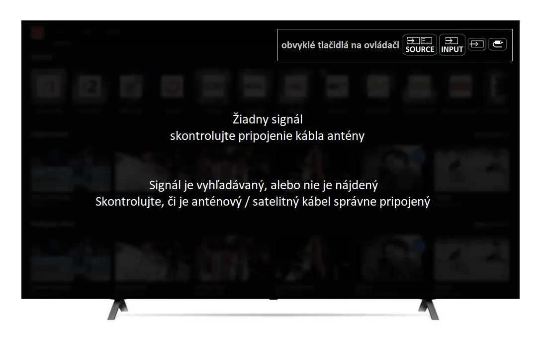 ukážka nezachytenia signálu v televízii