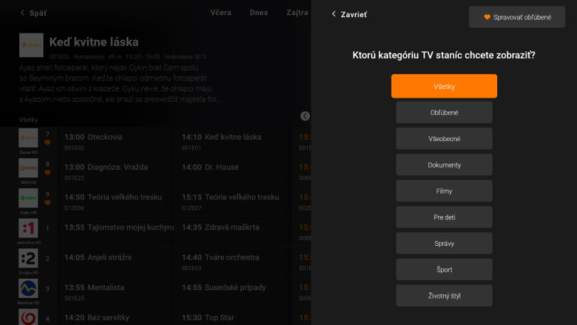 ukážka vlastného zoznamu tv kanálov