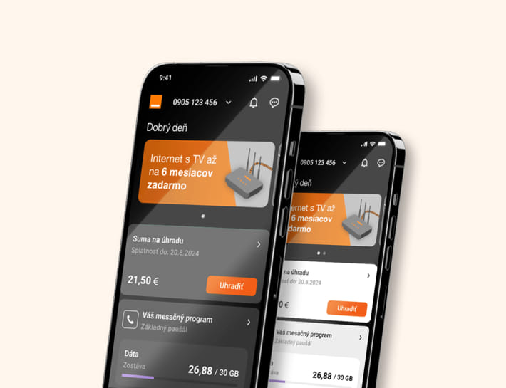 ukážka mobilnej aplikácie Môj Orange