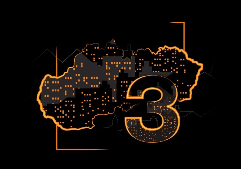 mapa Slovenska a číslo 3