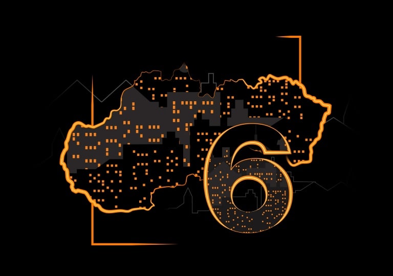 mapa Slovenska a číslo 6