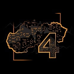 mapa Slovenska a číslo štyri