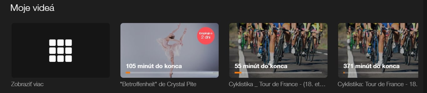 obrazovka Moje videá