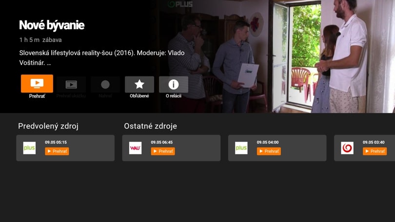 obrazovka s televíznou reláciou Nové bývanie