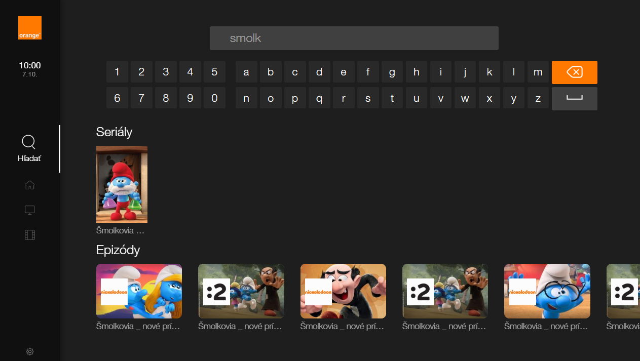 obrazovka s reláciou Šmolkovia