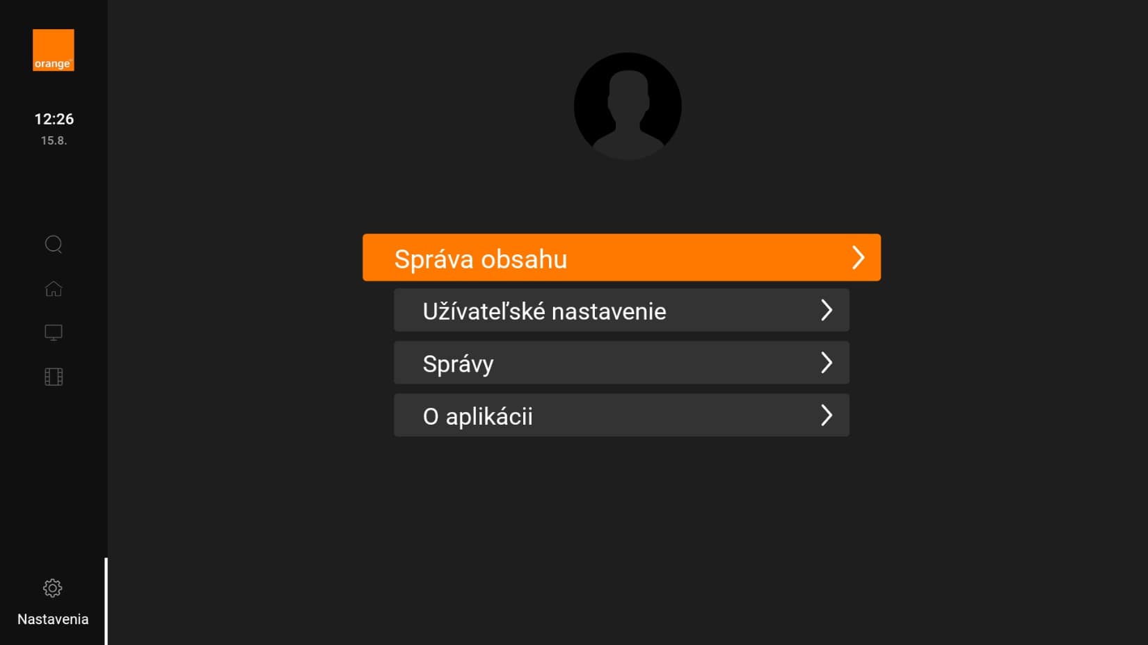 obrazovka so správou obsahu
