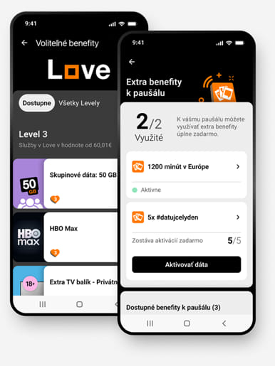 ukážka mobilnej aplikácie Môj Orange - Love benefity