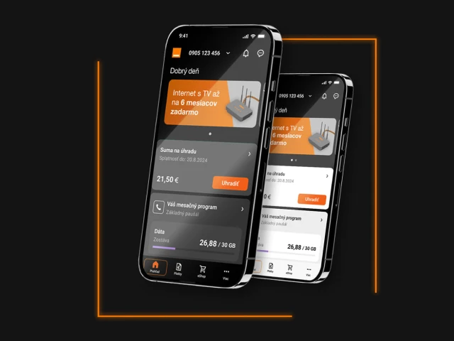 ukážka mobilnej aplikácie Môj Orange
