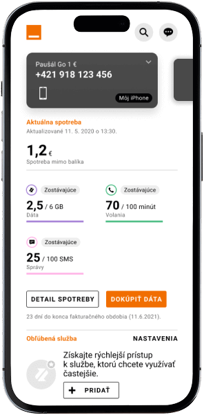 ukážka aplikácie Môj Orange