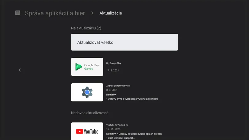 aktualizácia softvéru a aplikácií