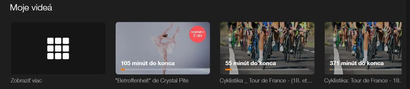 obrazovka Moje videá