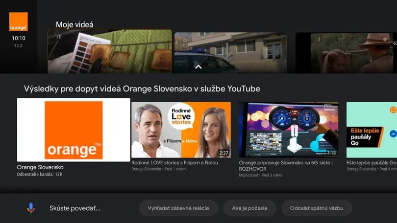 obrazovka s vyhľadávaním v službe YouTube
