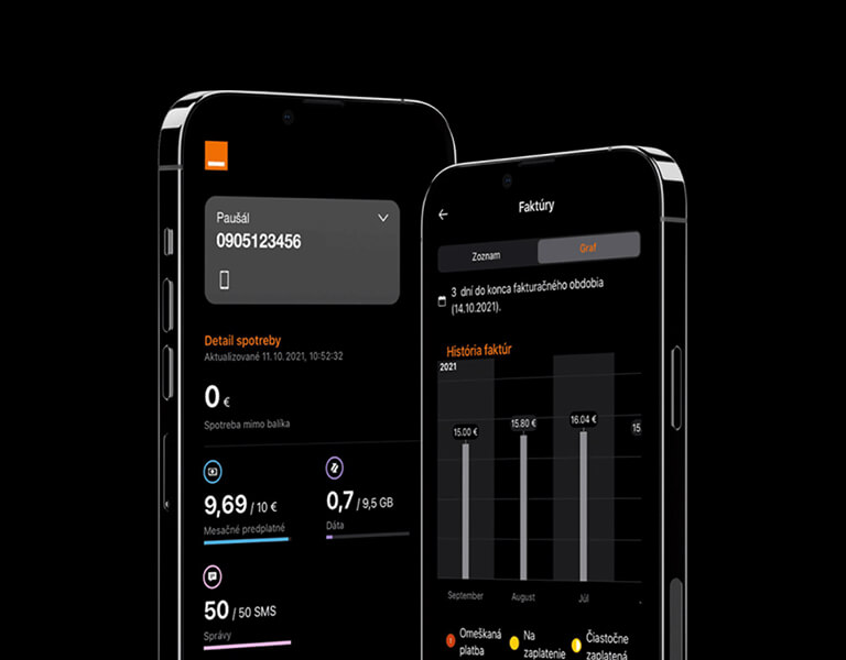 mobil s aplikáciou Moj Orange